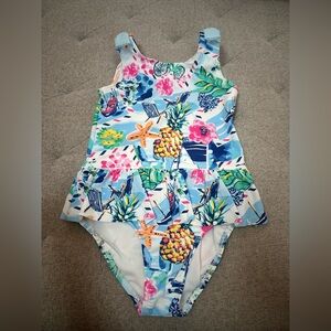 Like new Gymboree vacation peplum skirted one piece bathing suit size 8